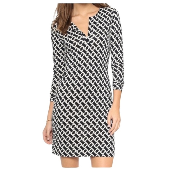 Diane Von Furstenberg Reina in Iconic Chain Link Print Silk Classic Dress SZ 8 - Picture 1 of 15